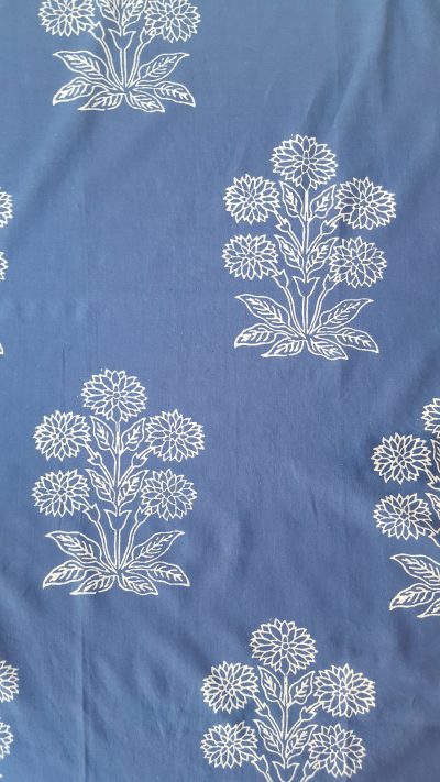 the blockprint tree - products - shawl - marigold - khadi - blue - 2