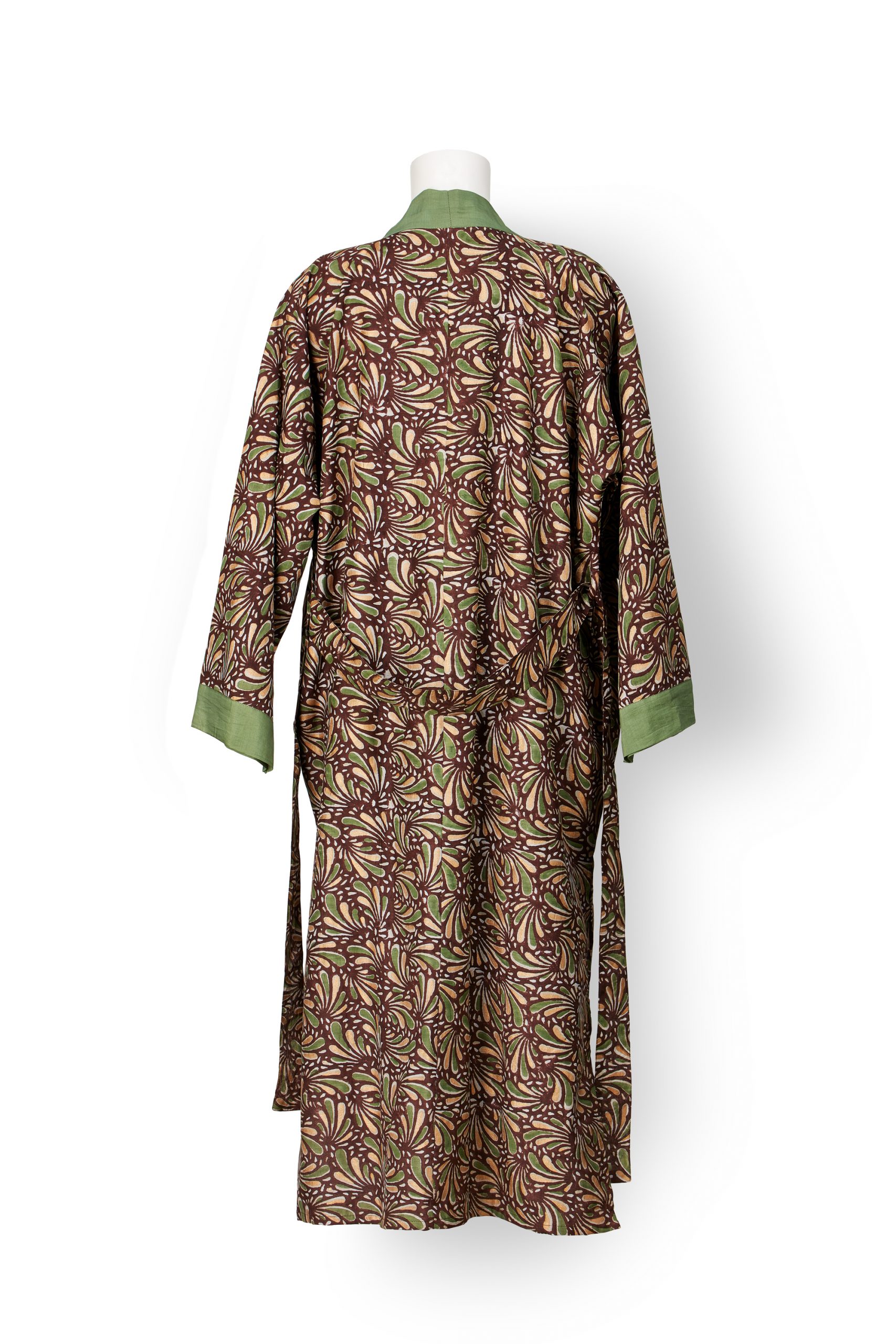 Kimono Silk/Cotton – Chocolate, Olive & Gold | The Blockprint Tree