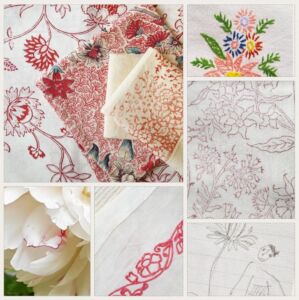 The Blockprint Tree - scrapbook - collage - scarf Secret Garden