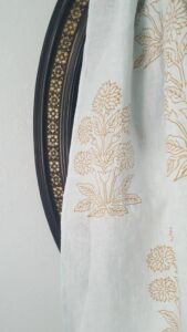 The Blockprint Tree - scrapbook - scarf Marigold 1